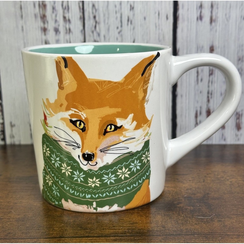 Angela Staehling By‎ Magenta Sketchbook Series Large Coffee Mug Fox Green Scarf